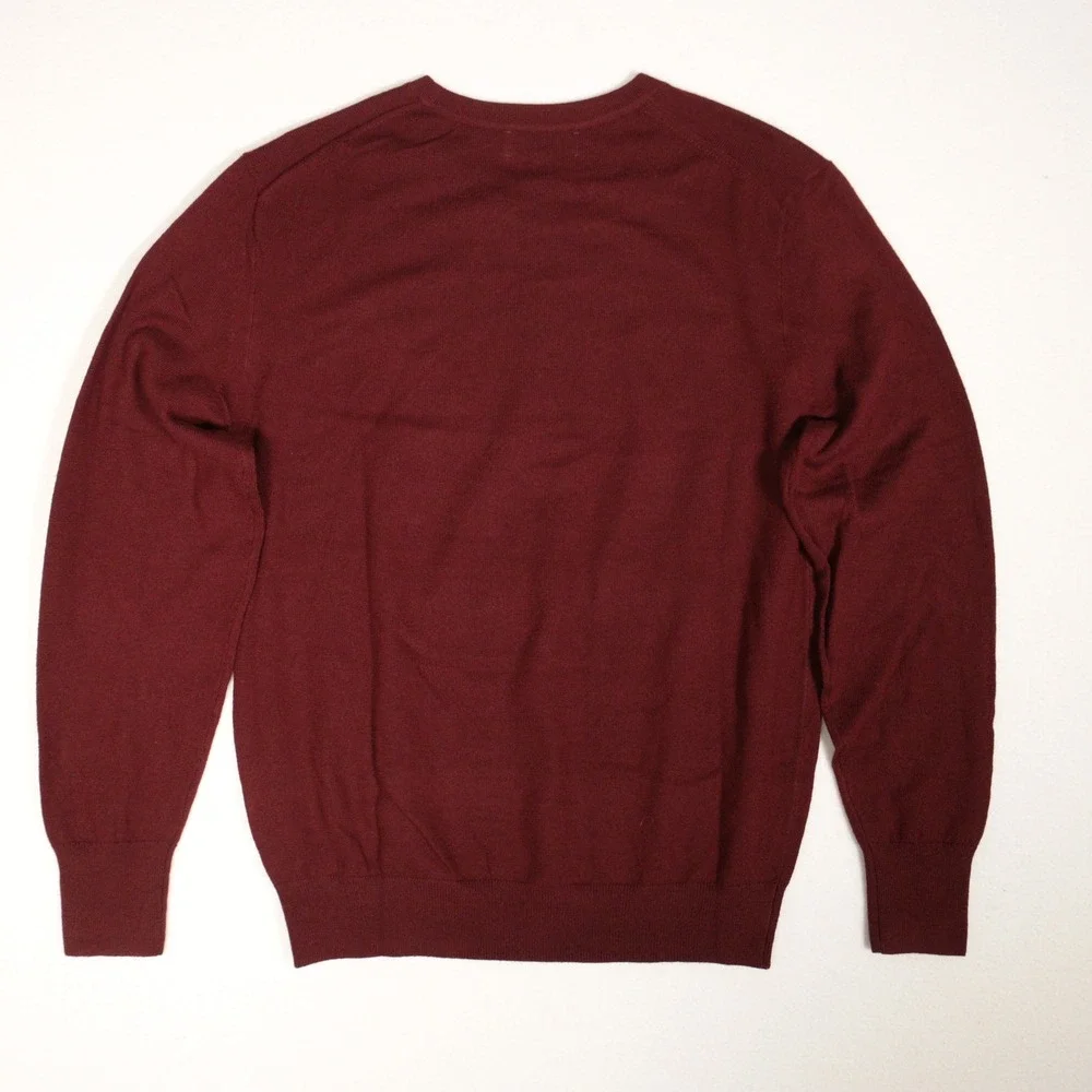 Banana Republic Sweater 100% Merino Wool Crewneck Burgundy Luxury Men M NWT